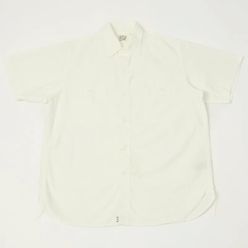 orSlow Short Sleeve Chambray Work Shirt - White sold by Son of a Stag
