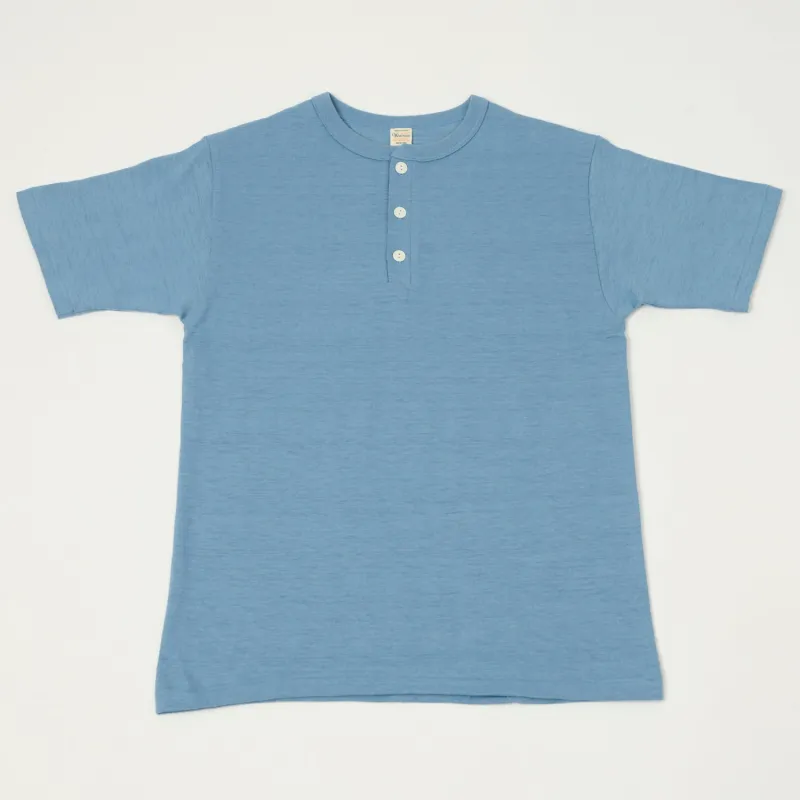 Warehouse & Co 4601 Henley T-Shirt - Pale Blue sold by Son of a Stag