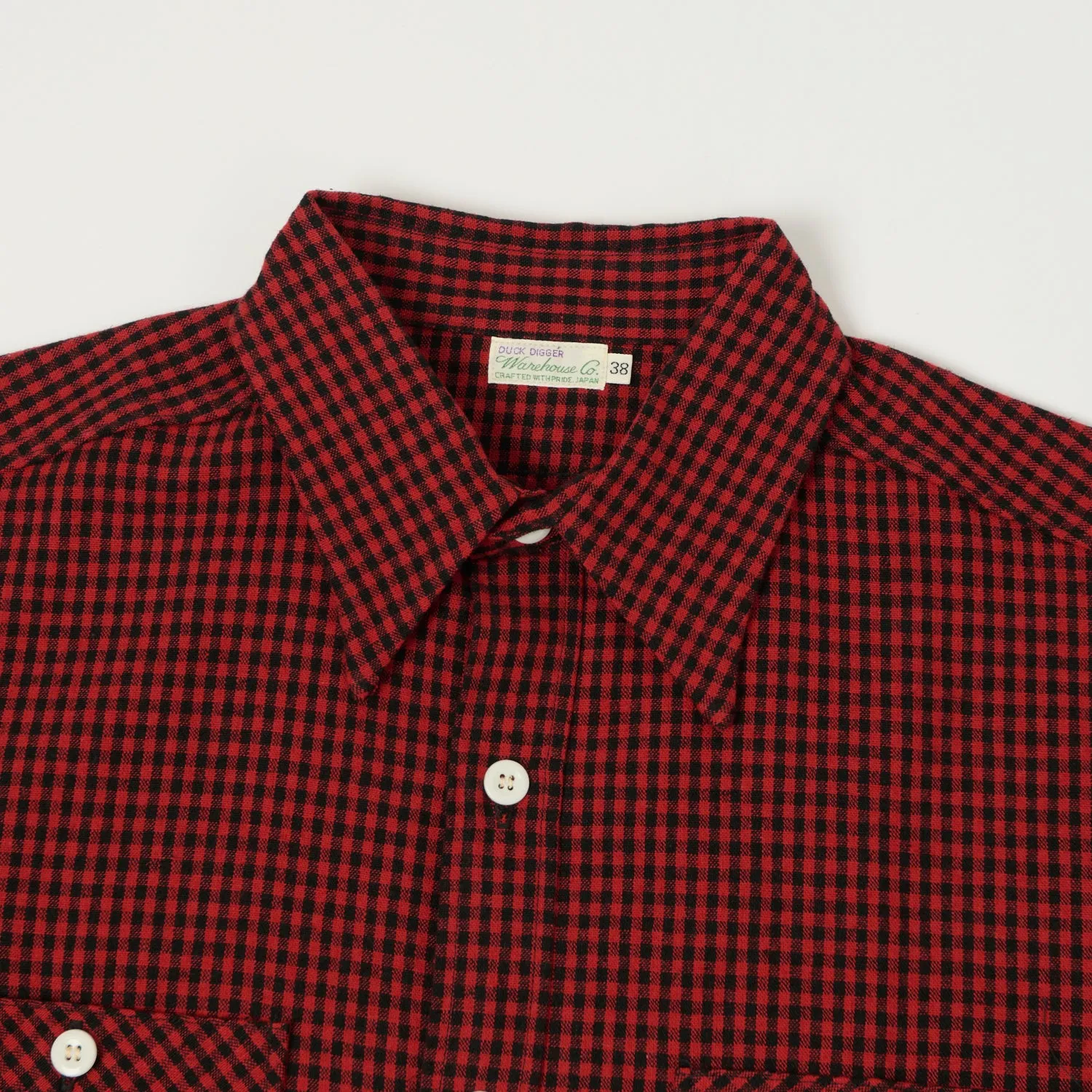 Warehouse & Co 3056 Duck Digger Short Sleeve Gingham Shirt - Red sold by Son of a Stag product image thumbnail 2