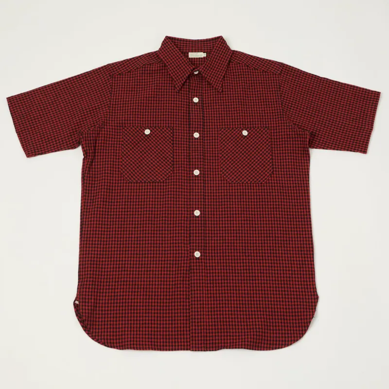 Warehouse & Co 3056 Duck Digger Short Sleeve Gingham Shirt - Red sold by Son of a Stag