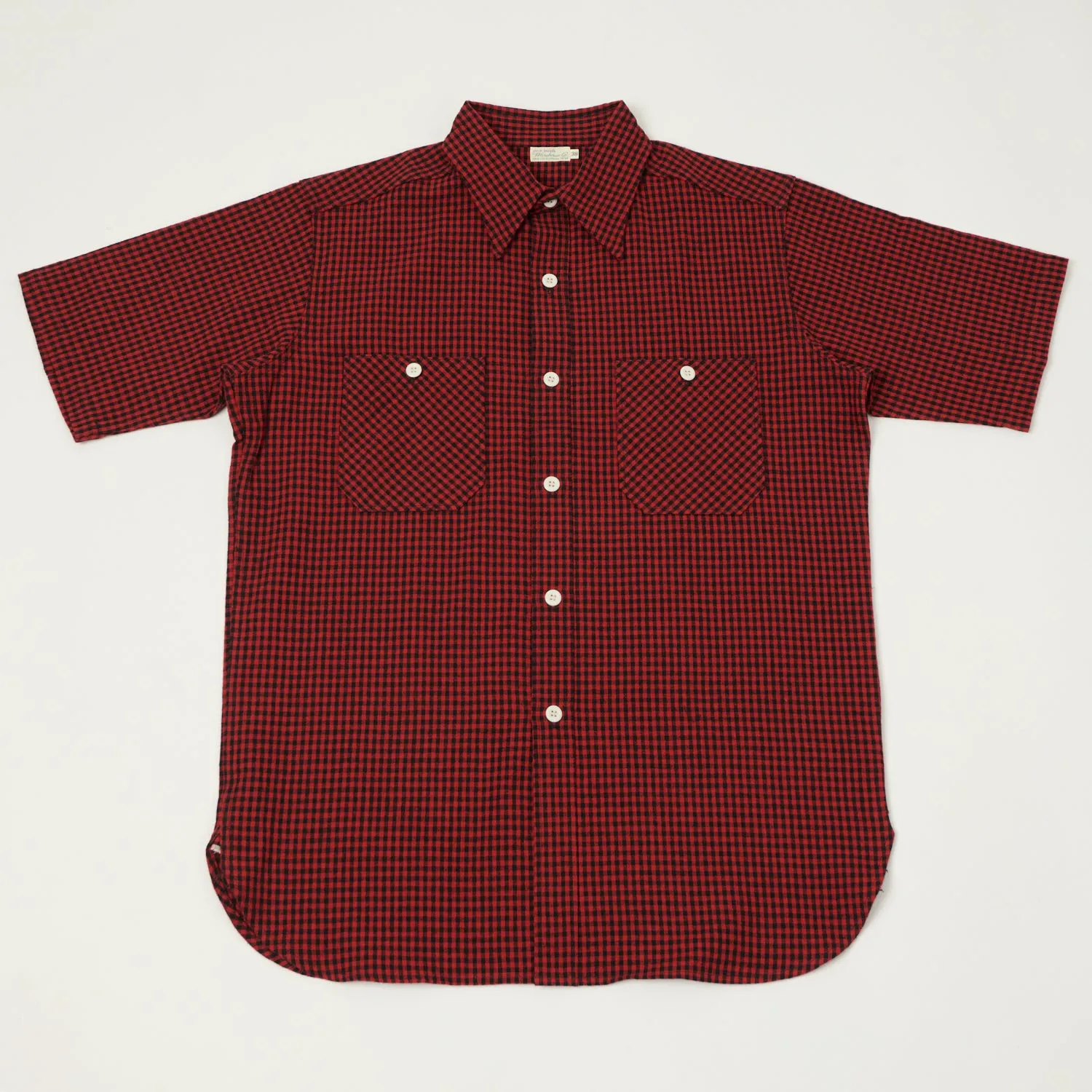 Warehouse & Co 3056 Duck Digger Short Sleeve Gingham Shirt - Red sold by Son of a Stag