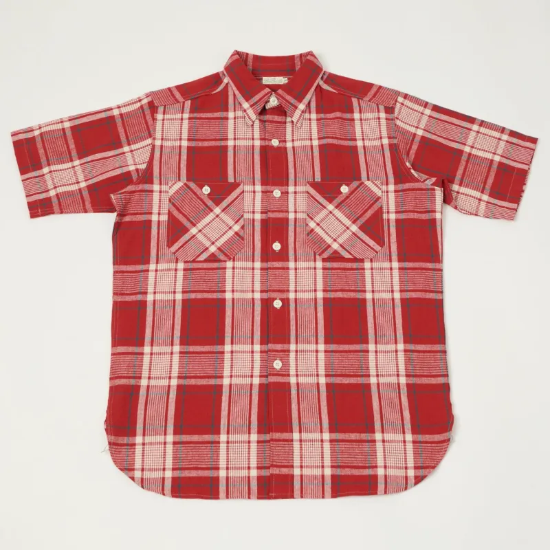 Warehouse & Co 3056 Duck Digger Short Sleeve Plaid Shirt - Red sold by Son of a Stag