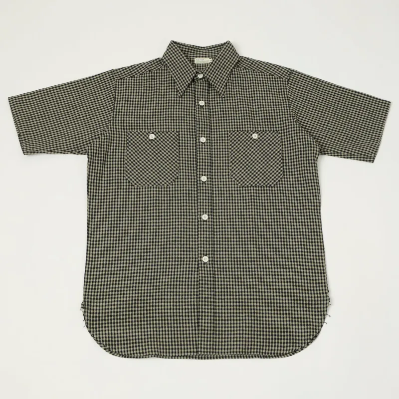 Warehouse & Co 3056 Duck Digger Short Sleeve Gingham Shirt - Grey sold by Son of a Stag
