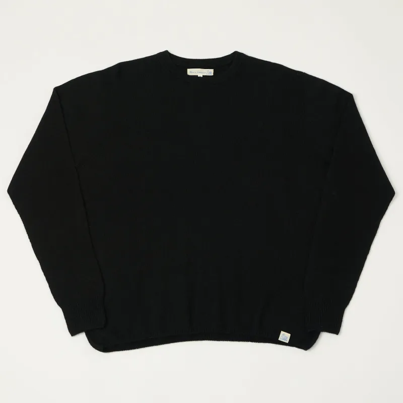 Merz b. Schwanen 'Good Basics' Lightweight Wool-Silk-Cashmere Sweater - Deep Black sold by Son of a Stag