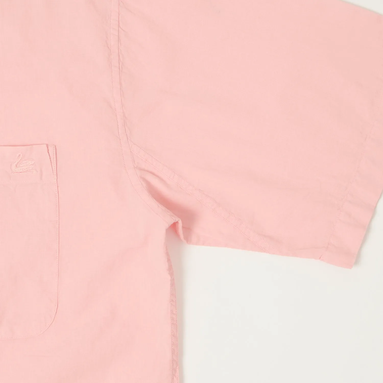Merz b. Schwanen 'Good Basics' Poplin Short Sleeve Shirt - Faded Peach sold by Son of a Stag product image thumbnail 5