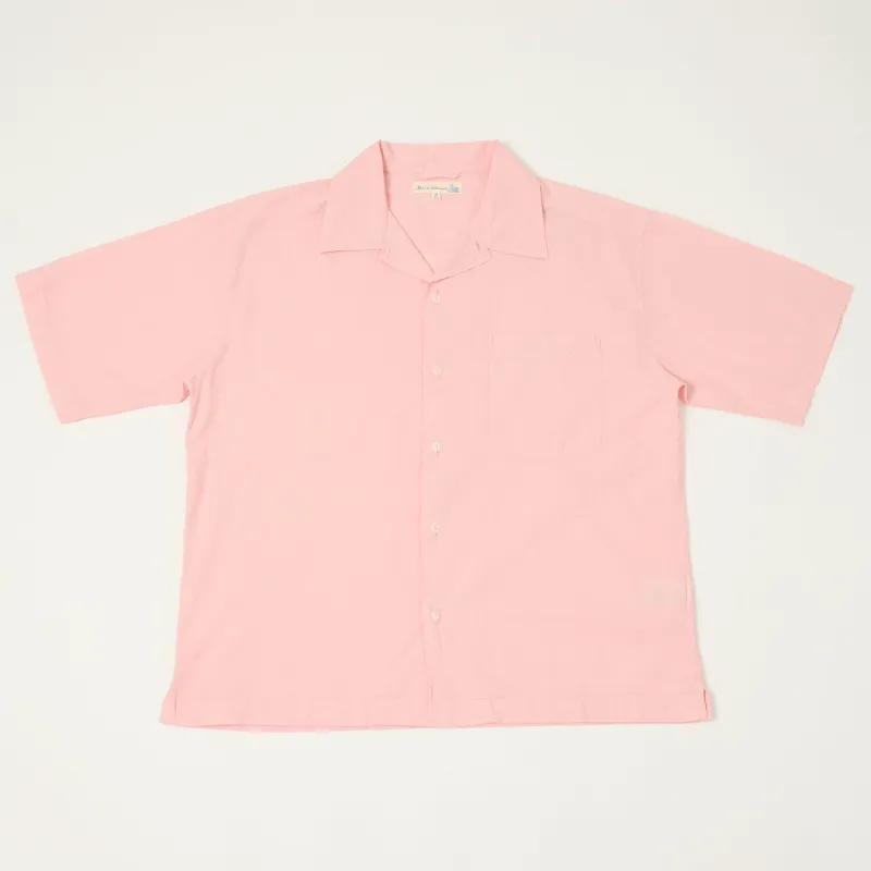 Merz b. Schwanen 'Good Basics' Poplin Short Sleeve Shirt - Faded Peach sold by Son of a Stag