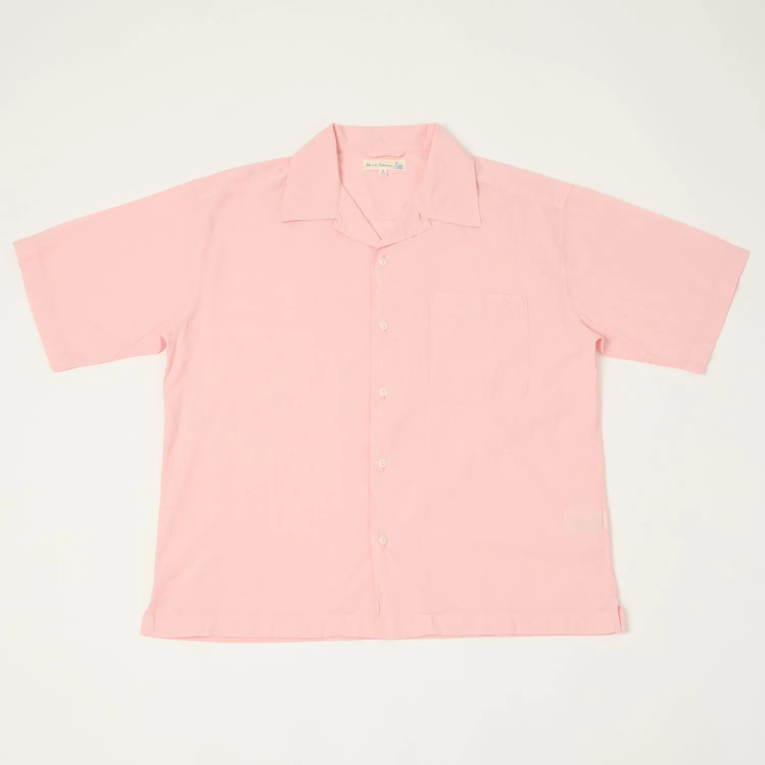 Merz b. Schwanen 'Good Basics' Poplin Short Sleeve Shirt - Faded Peach sold by Son of a Stag