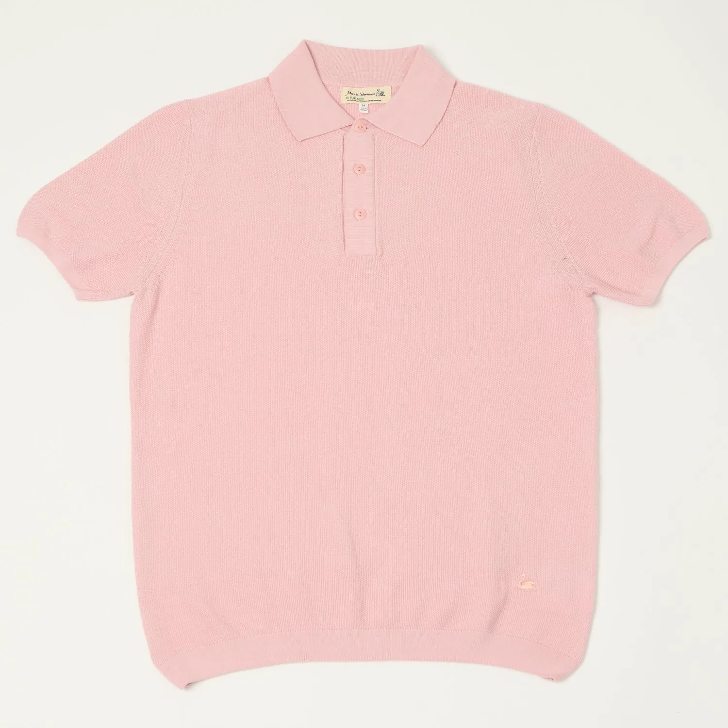 Merz b. Schwanen 'Good Basics' Plant Based Knitted Polo Shirt - Dusted Pink sold by Son of a Stag