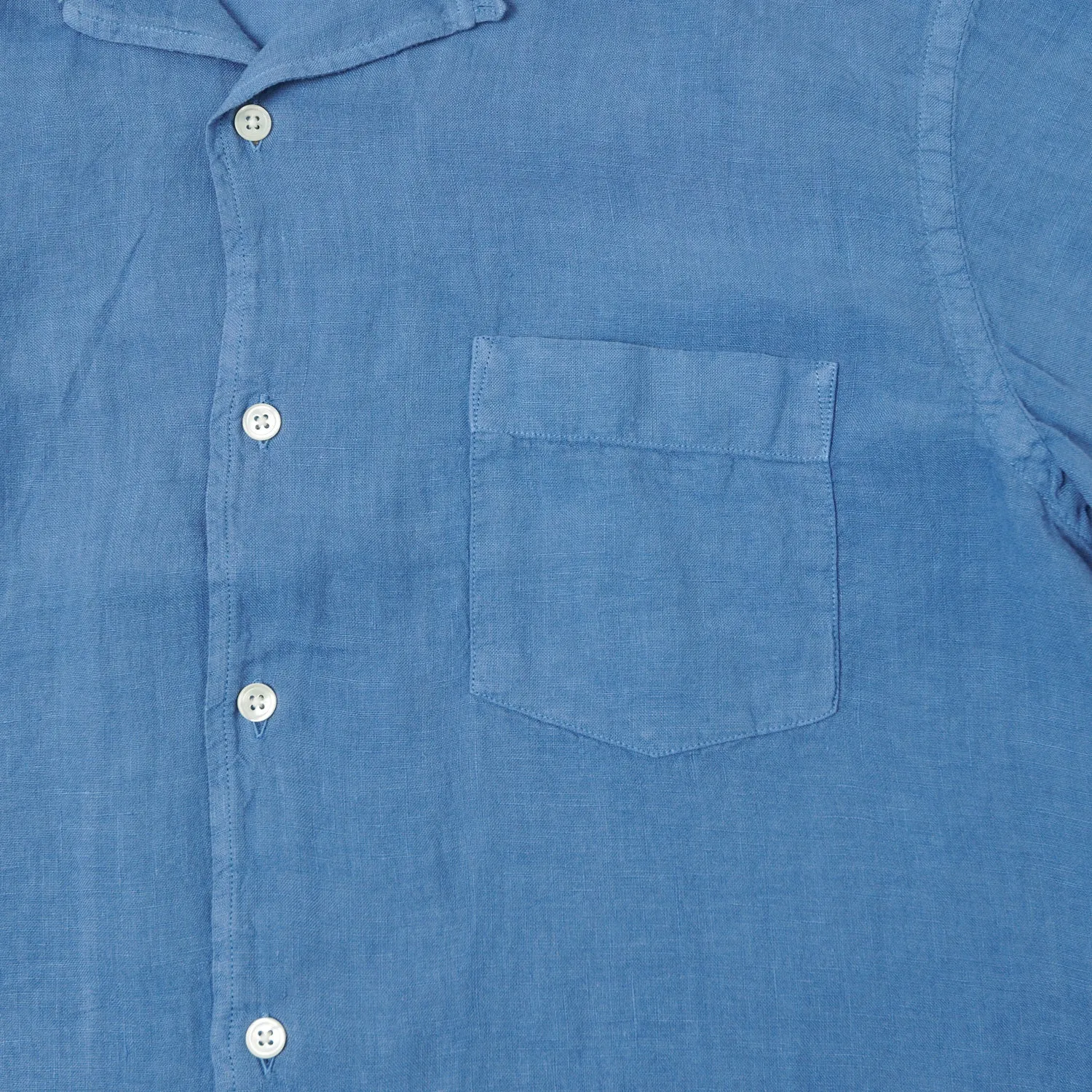 Hartford 'Palm' Camp Collar Linen Shirt - Nautic Blue sold by Son of a Stag product image thumbnail 3