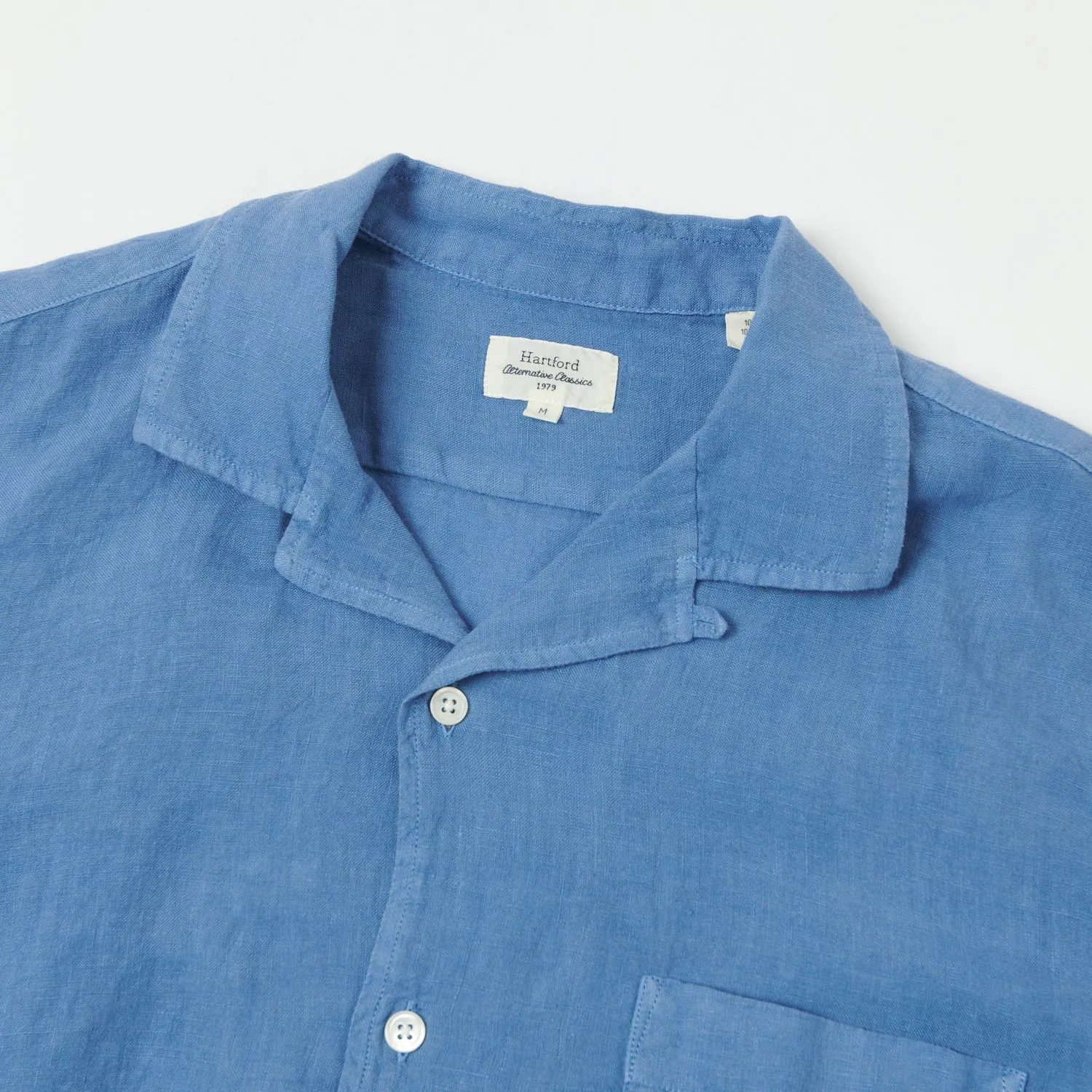 Hartford 'Palm' Camp Collar Linen Shirt - Nautic Blue sold by Son of a Stag product image thumbnail 2