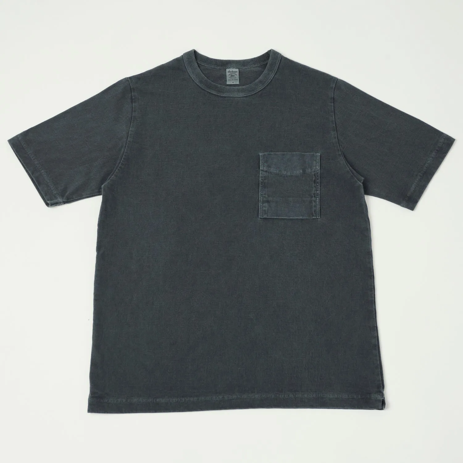 Jackman Pigment Dye Pocket T-Shirt - Fade Blue Grey sold by Son of a Stag