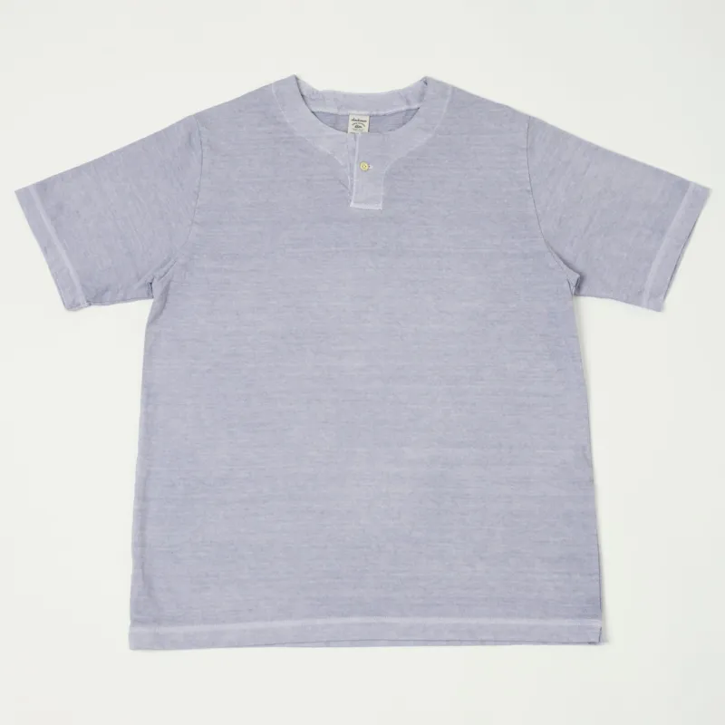 Jackman Pigment Dye Henley T-Shirt - Fade Lilac sold by Son of a Stag
