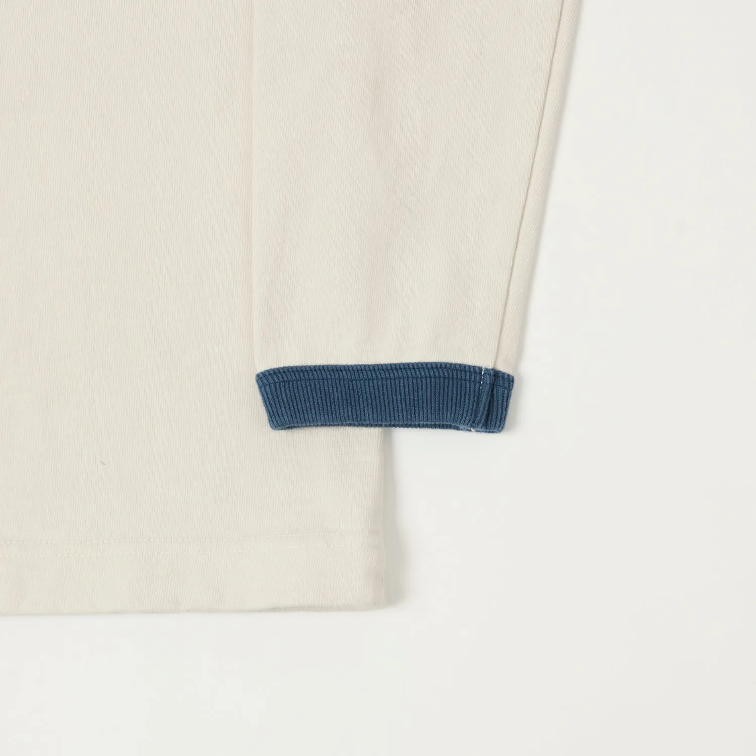 Jackman Long Sleeve Dotsume T-Shirt - Rosin White/Blue sold by Son of a Stag product image thumbnail 3