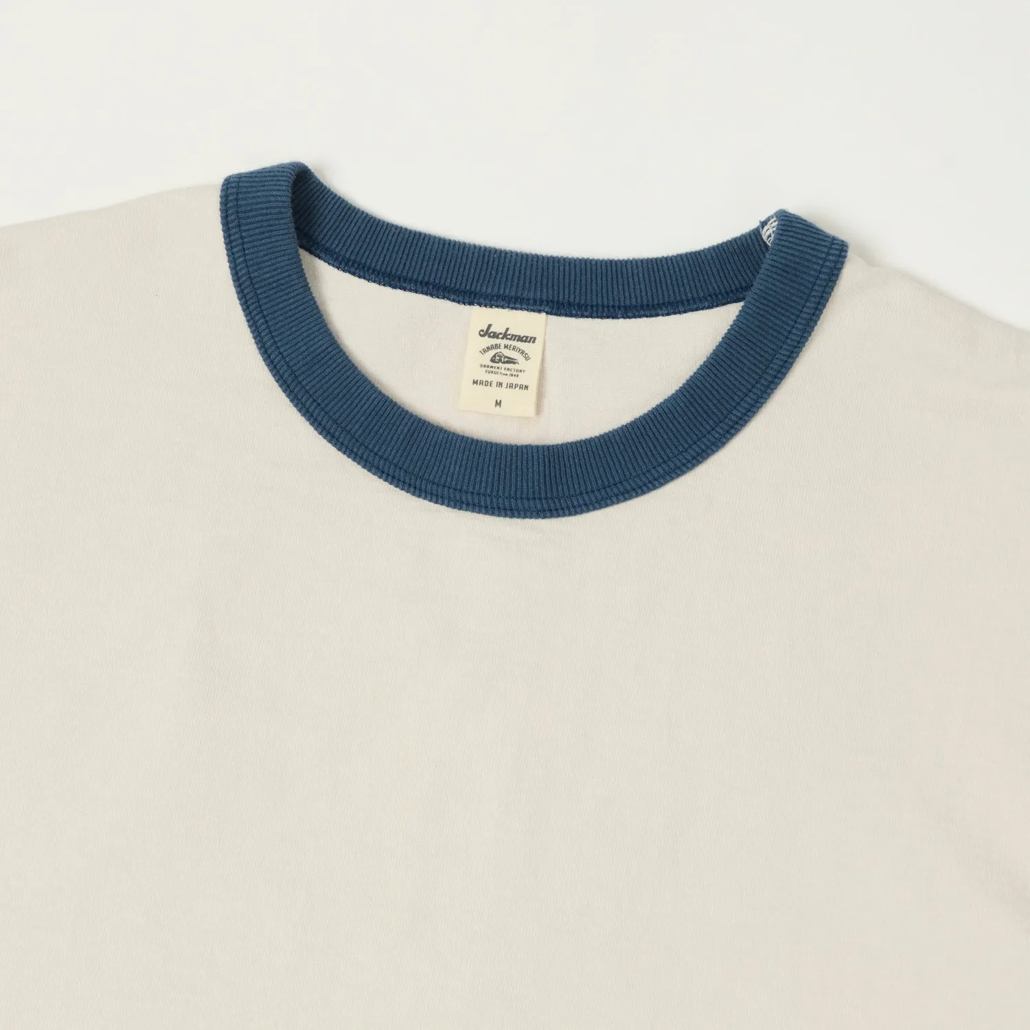 Jackman Long Sleeve Dotsume T-Shirt - Rosin White/Blue sold by Son of a Stag product image thumbnail 2