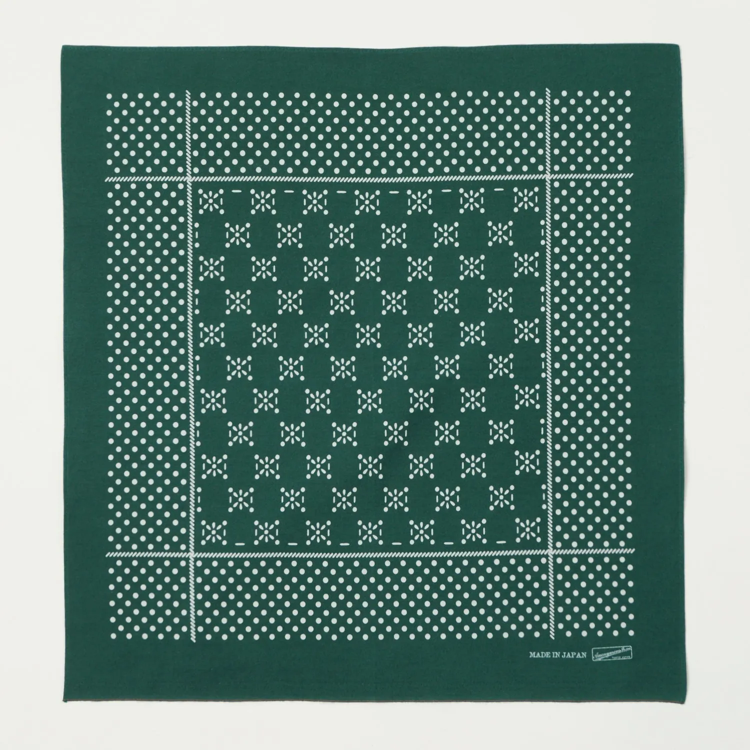 Anonymous Ism Dots Selvedge Bandana - Green sold by Son of a Stag