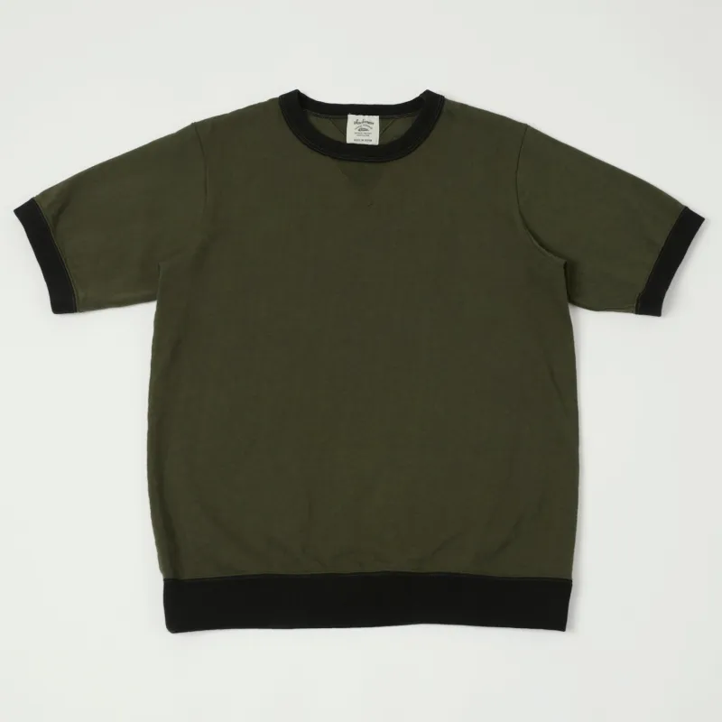 Jackman Dotsume Rib T-Shirt - Wood/Black sold by Son of a Stag