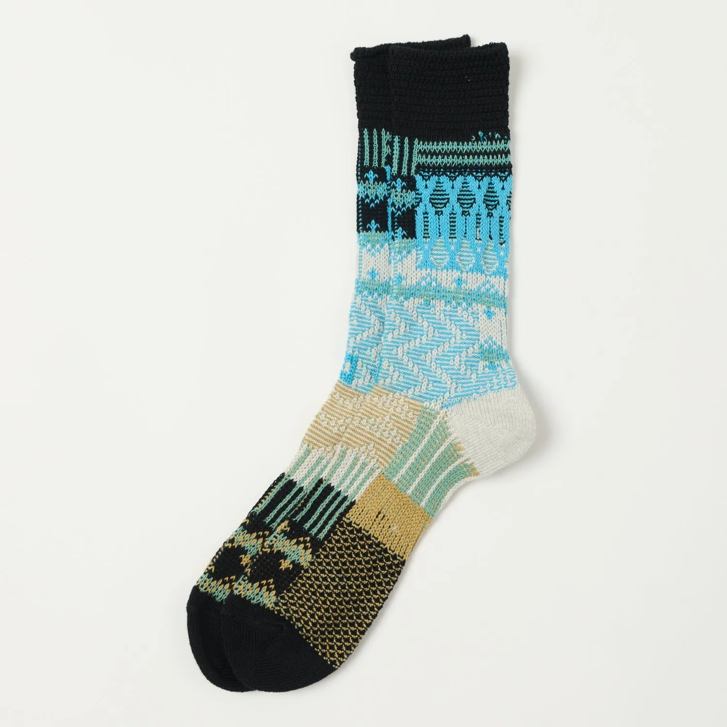 Anonymous Ism Multi Links Jacquard Crew Sock - Black sold by Son of a Stag