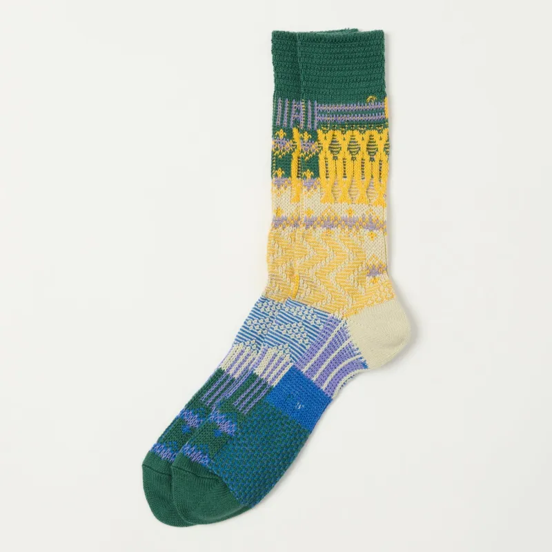 Anonymous Ism Multi Links Jacquard Crew Sock - Moss sold by Son of a Stag