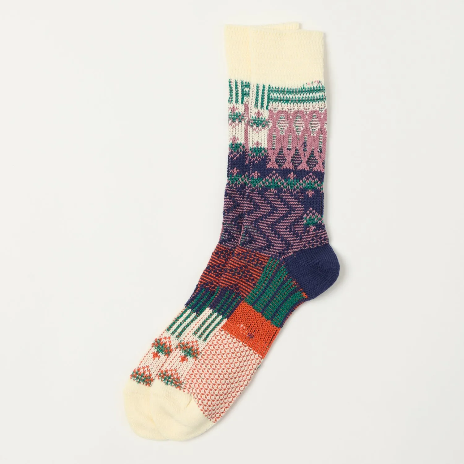 Anonymous Ism Multi Links Jacquard Crew Sock - Ivory sold by Son of a Stag