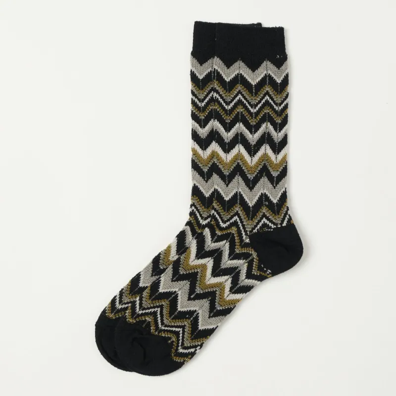 Anonymous Ism Modern Herringbone Crew Sock - Black sold by Son of a Stag