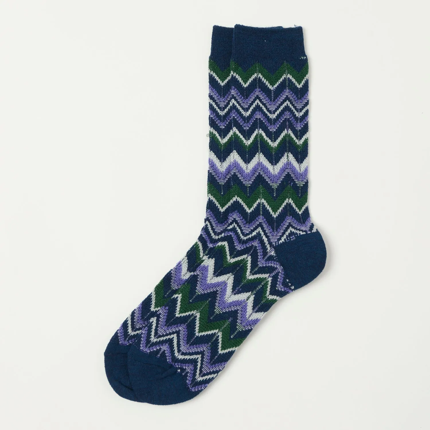 Anonymous Ism Modern Herringbone Crew Sock - Navy sold by Son of a Stag