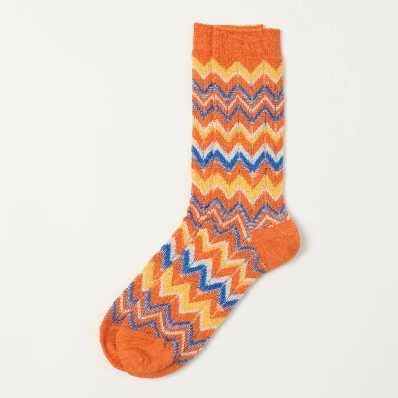 Anonymous Ism Modern Herringbone Crew Sock - Orange made by Son of a Stag