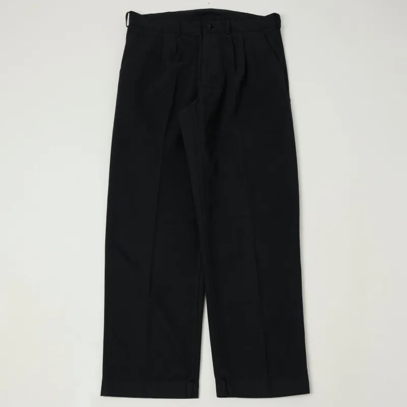 Knickerbocker Canal Pleated Twill Cotton Pant - Black sold by Son of a Stag