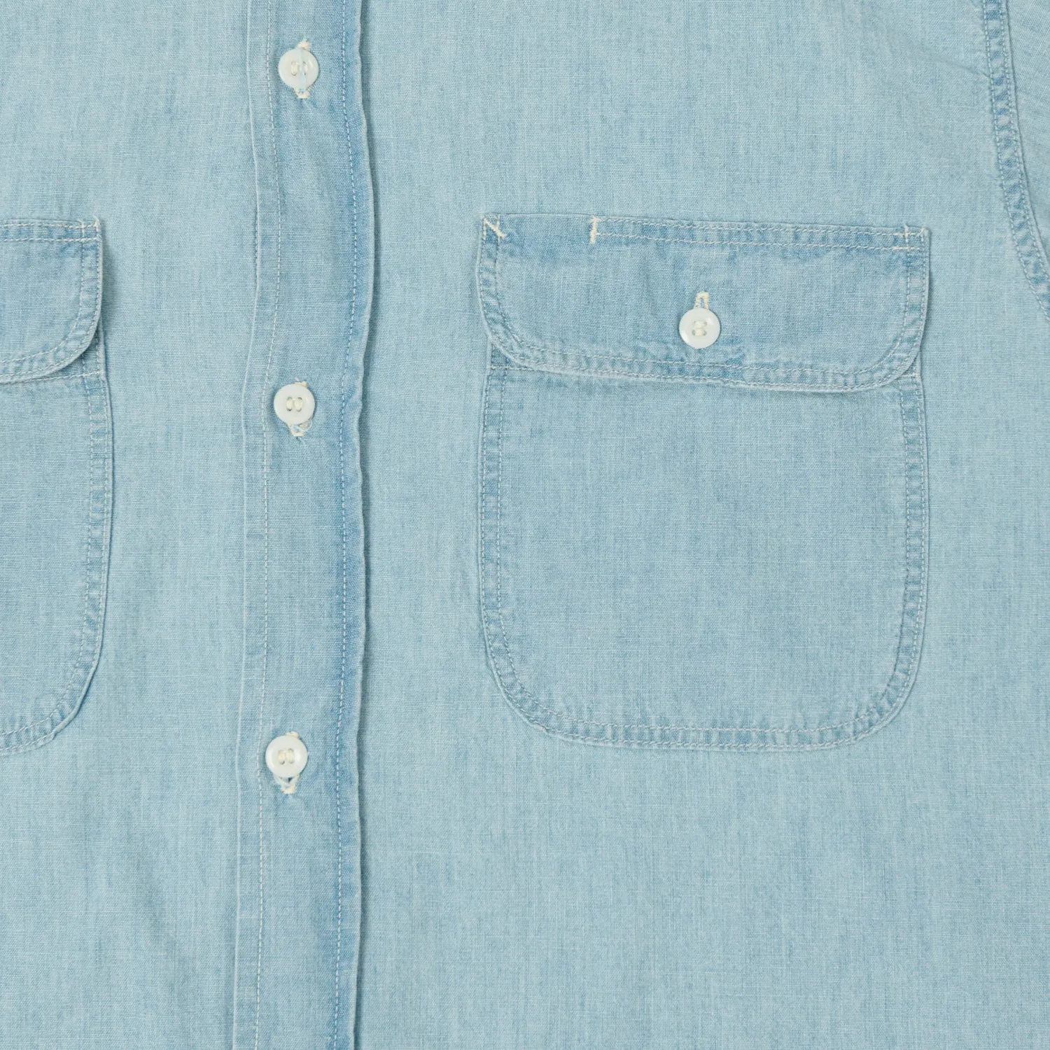 orSlow Short Sleeve Chambray Work Shirt - Bleach Wash sold by Son of a Stag product image thumbnail 4