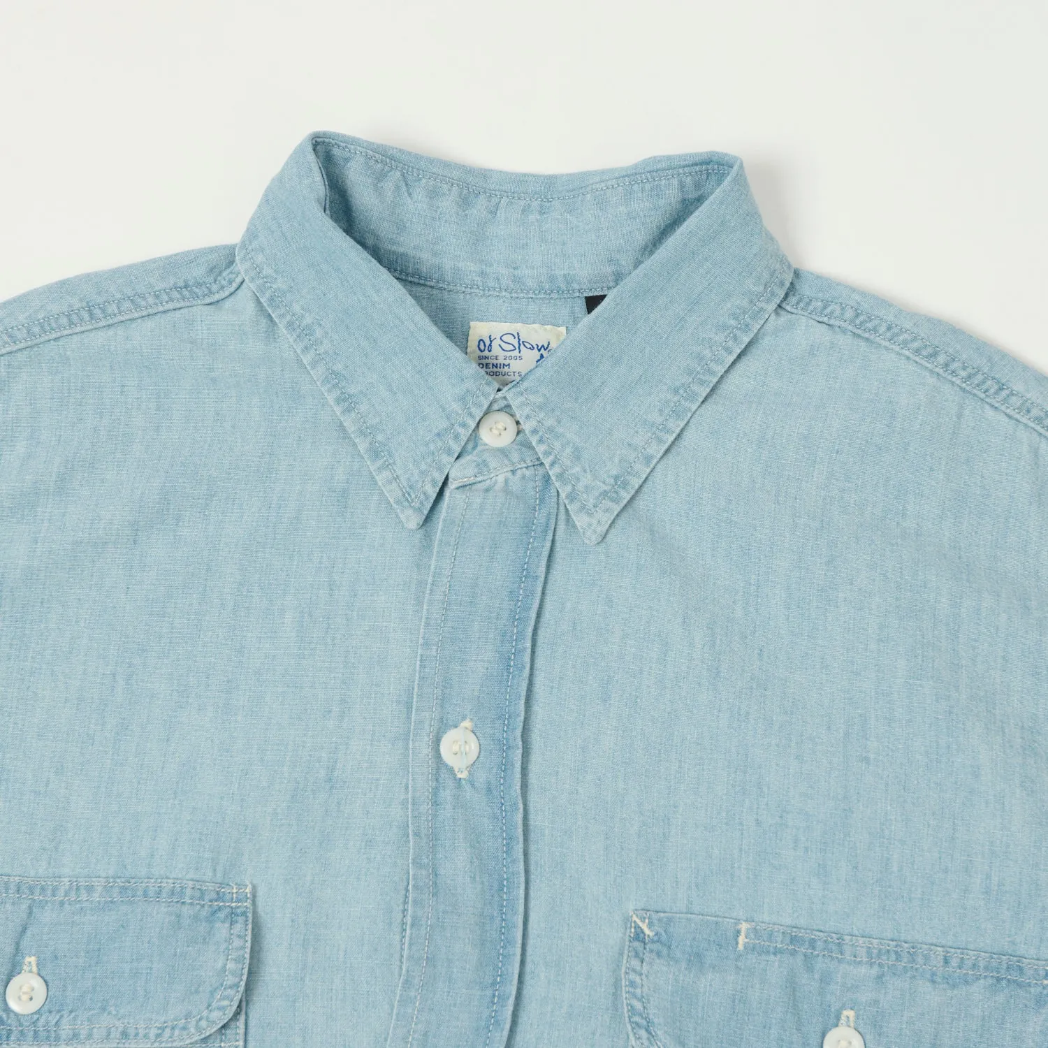orSlow Short Sleeve Chambray Work Shirt - Bleach Wash sold by Son of a Stag product image thumbnail 2