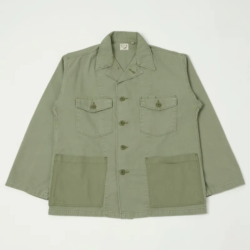 orSlow Herringbone Twill Contrast Pocket Overshirt - Green sold by Son of a Stag