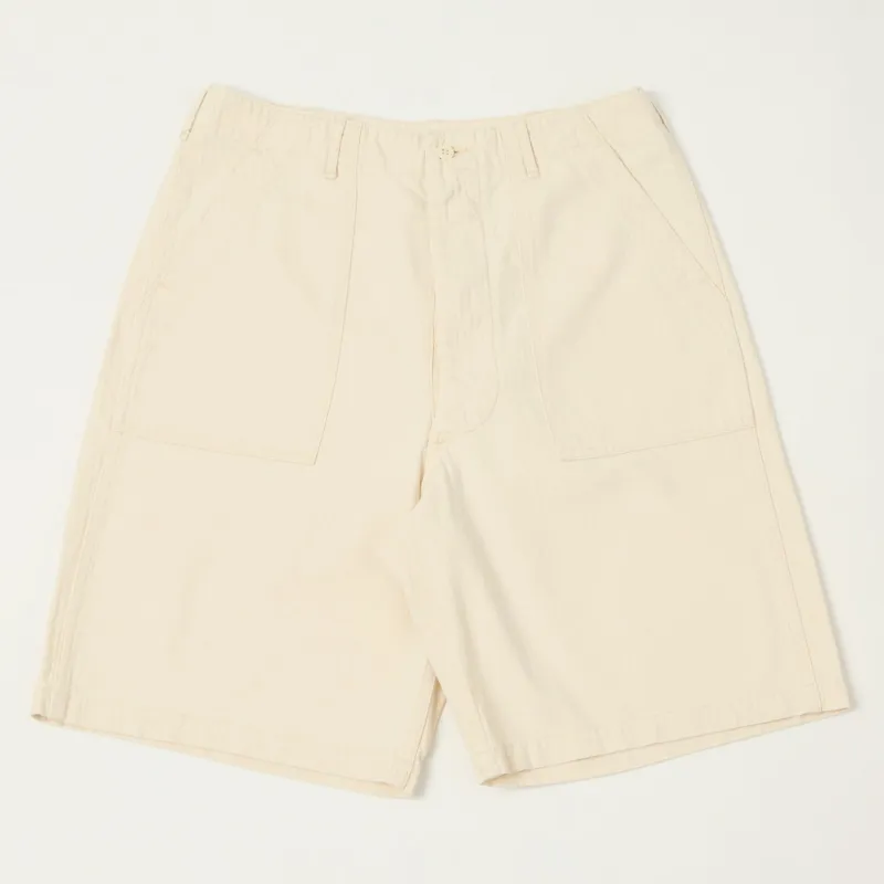 orSlow Herringbone Twill Fatigue Shorts - Ecru sold by Son of a Stag