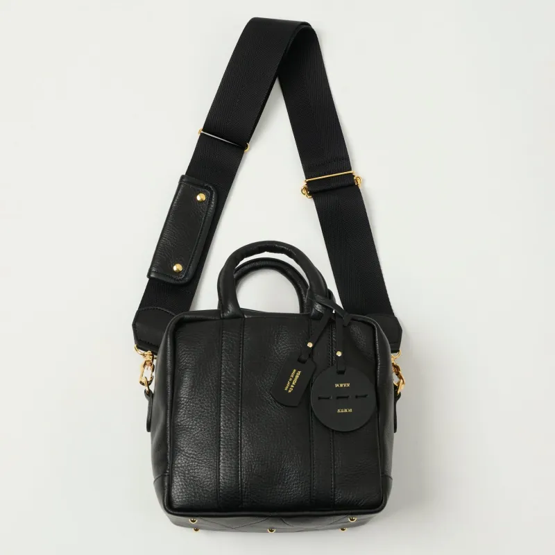 Porter-Yoshida & Co. Miniature 2 Way Leather Kit Bag - Black sold by Son of a Stag