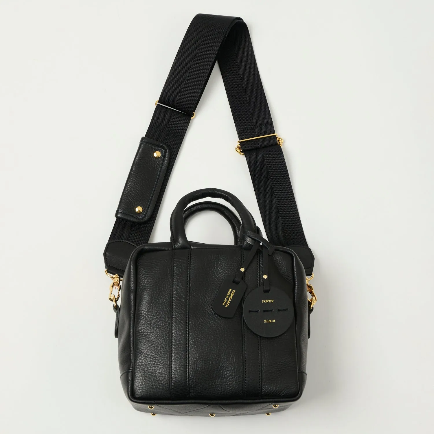 Porter-Yoshida & Co. Miniature 2 Way Leather Kit Bag - Black sold by Son of a Stag