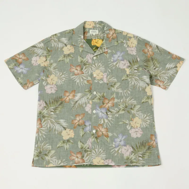 Hartford 'Palm' Camp Collar Hawaiian Shirt - Army sold by Son of a Stag