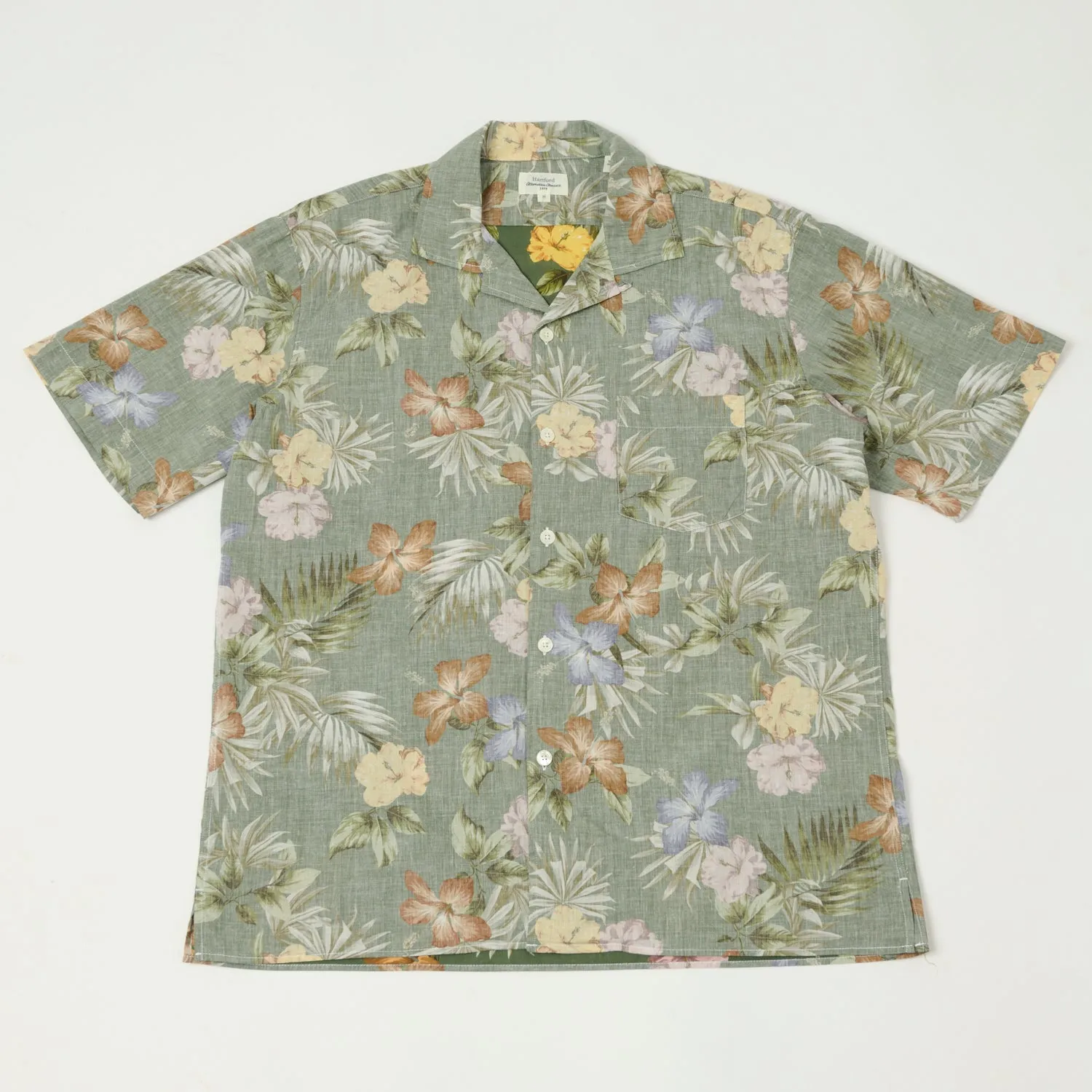 Hartford 'Palm' Camp Collar Hawaiian Shirt - Army sold by Son of a Stag