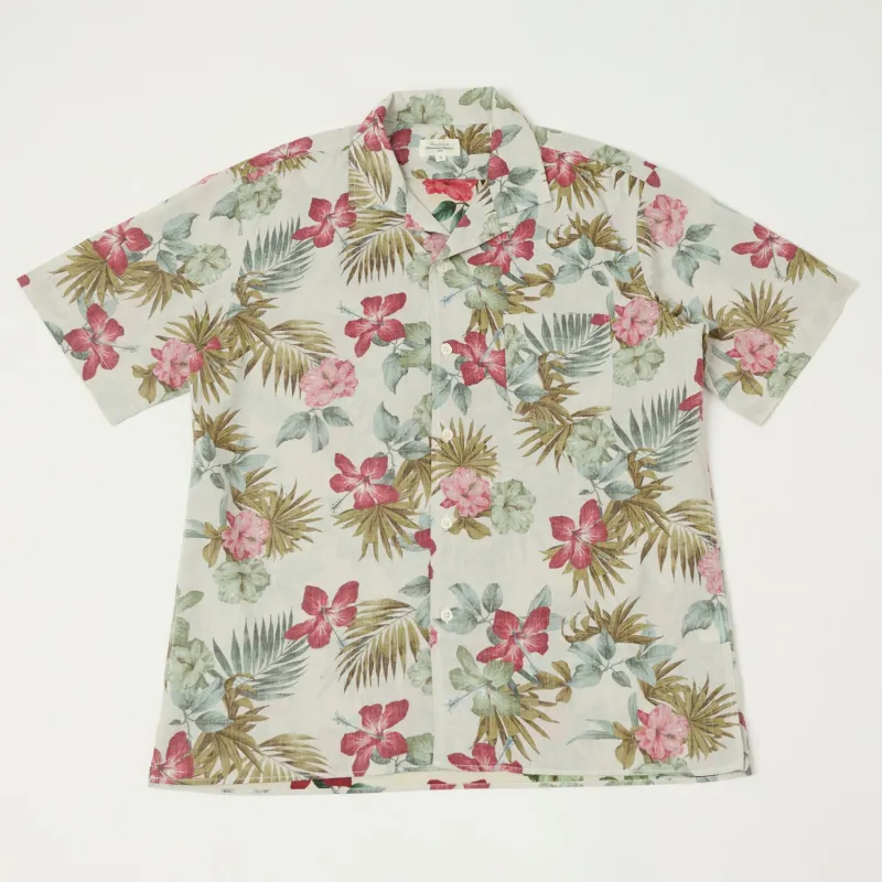 Hartford 'Palm' Camp Collar Hawaiian Shirt - Stone sold by Son of a Stag