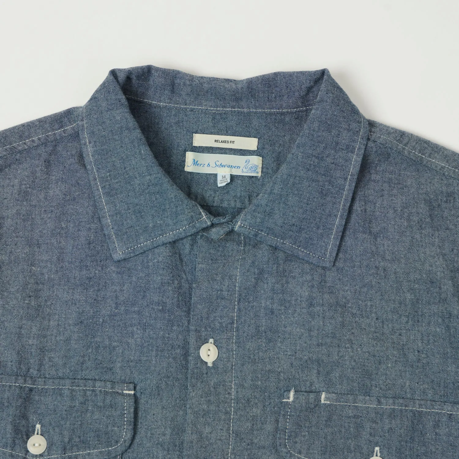 Merz b. Schwanen 'Good Basics' Classic Chambray Shirt - Denim Blue sold by Son of a Stag product image thumbnail 2
