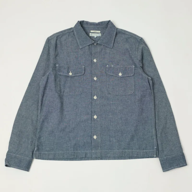 Merz b. Schwanen 'Good Basics' Classic Chambray Shirt - Denim Blue sold by Son of a Stag