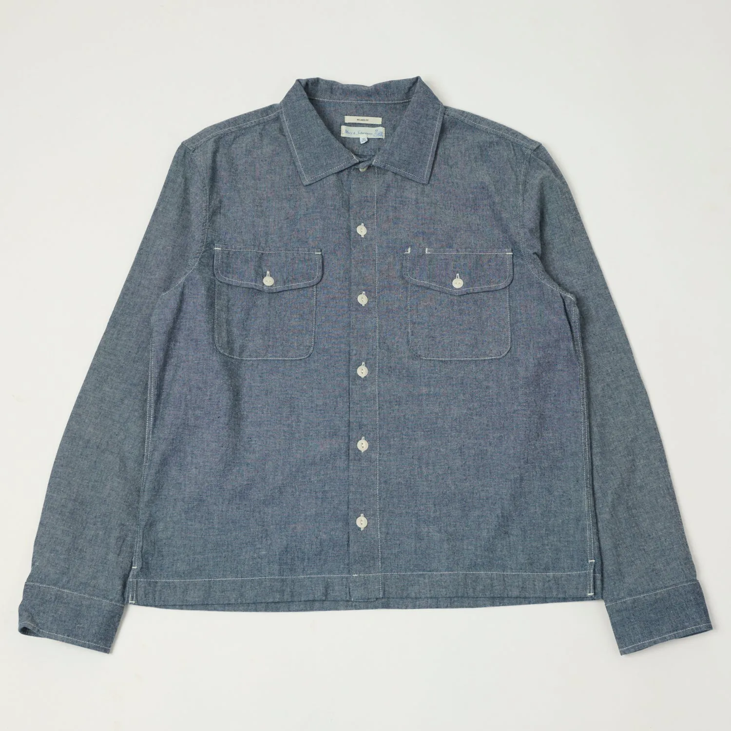 Merz b. Schwanen 'Good Basics' Classic Chambray Shirt - Denim Blue sold by Son of a Stag