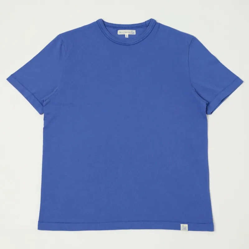 Merz b. Schwanen 'Good Basics' Organic Cotton T-Shirt - Vintage Blue sold by Son of a Stag