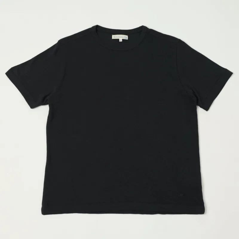 Merz b. Schwanen 'Good Basics' Linen & Organic Cotton T-Shirt - Deep Black sold by Son of a Stag