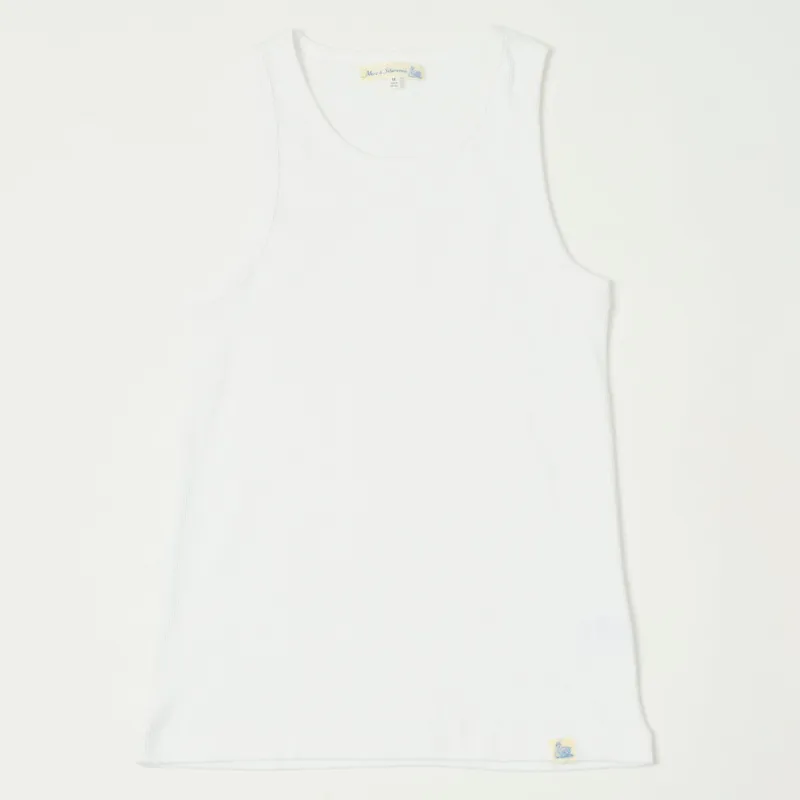 Merz b. Schwanen 'Good Basics' Organic Cotton Ribbed Tank Top - White sold by Son of a Stag