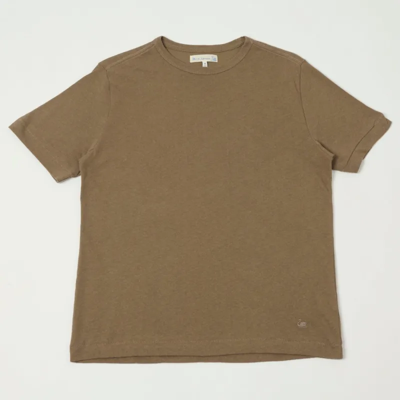 Merz b. Schwanen 'Good Basics' Linen & Organic Cotton T-shirt - Faded Grain sold by Son of a Stag