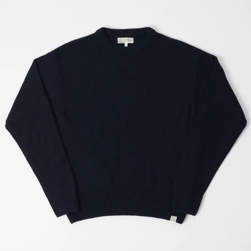 Merz b. Schwanen 'Good Basics' Recycled Cashmere Pullover - Dark Navy made by Merz B. Schwanen