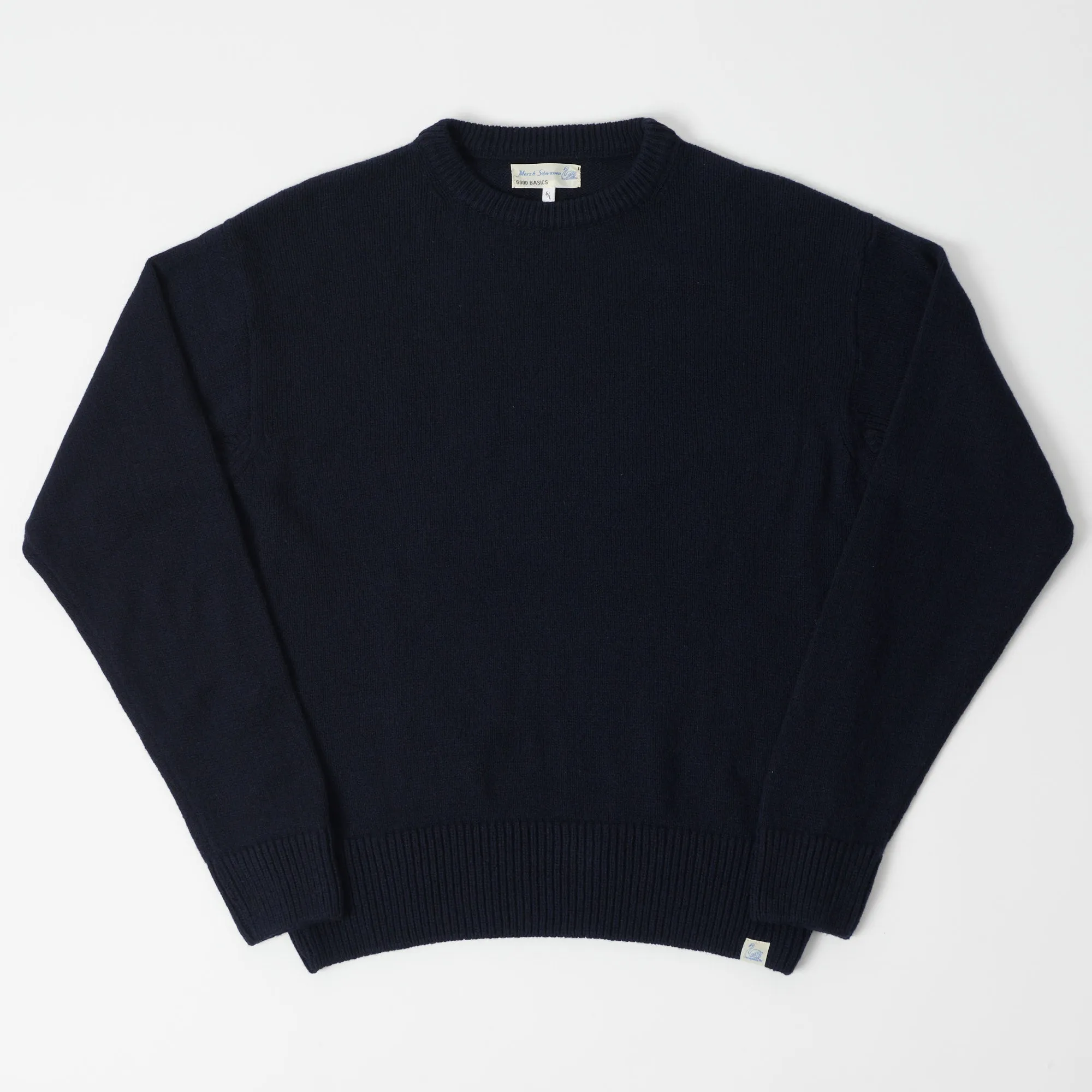 Merz b. Schwanen 'Good Basics' Recycled Cashmere Pullover - Dark Navy sold by Son of a Stag