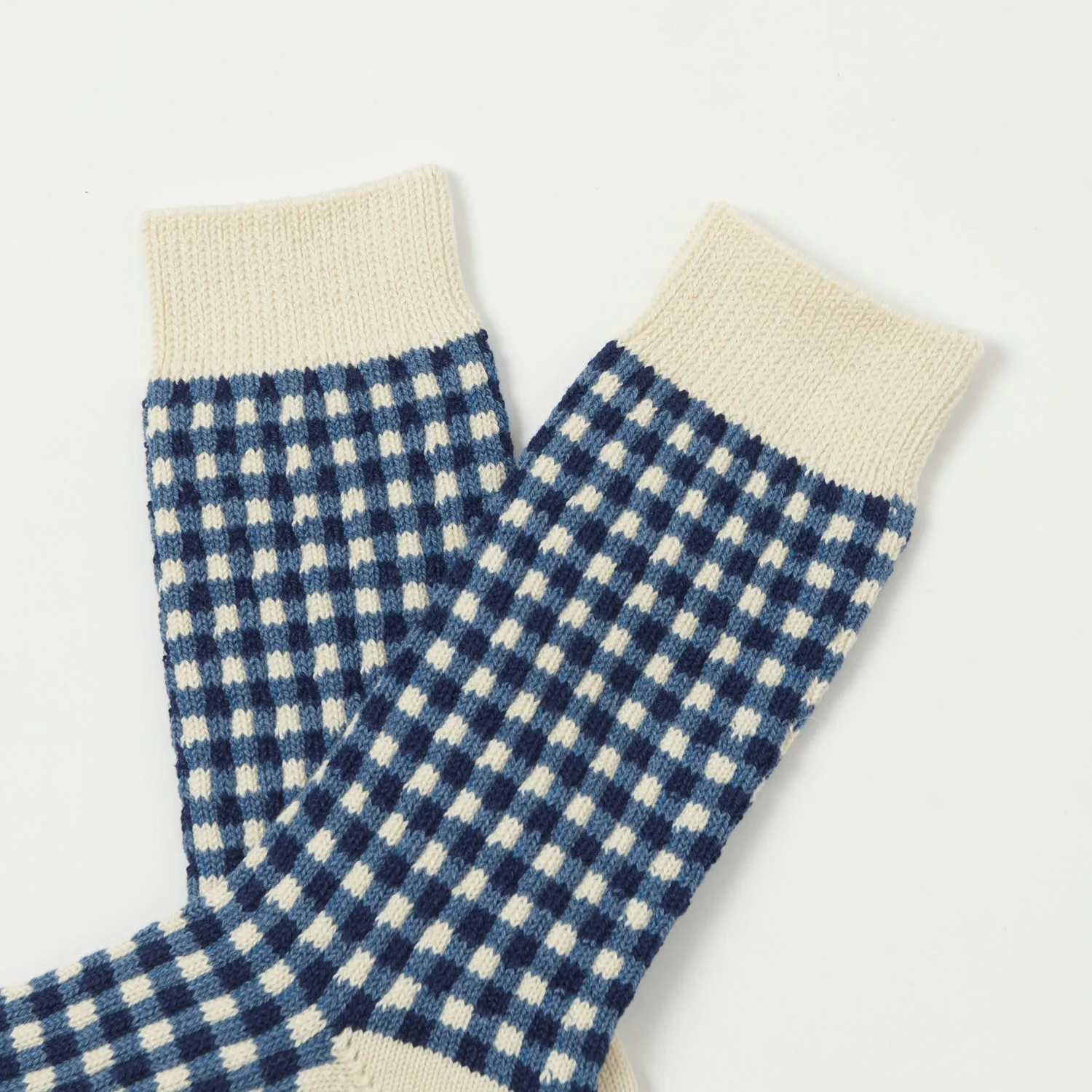 RoToTo Gingham Check Sock - Navy sold by Son of a Stag product image thumbnail 2