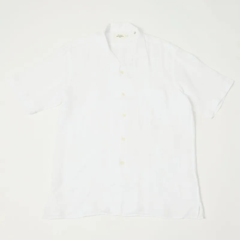 Hartford 'Palm' Camp Collar Linen Shirt - White sold by Son of a Stag