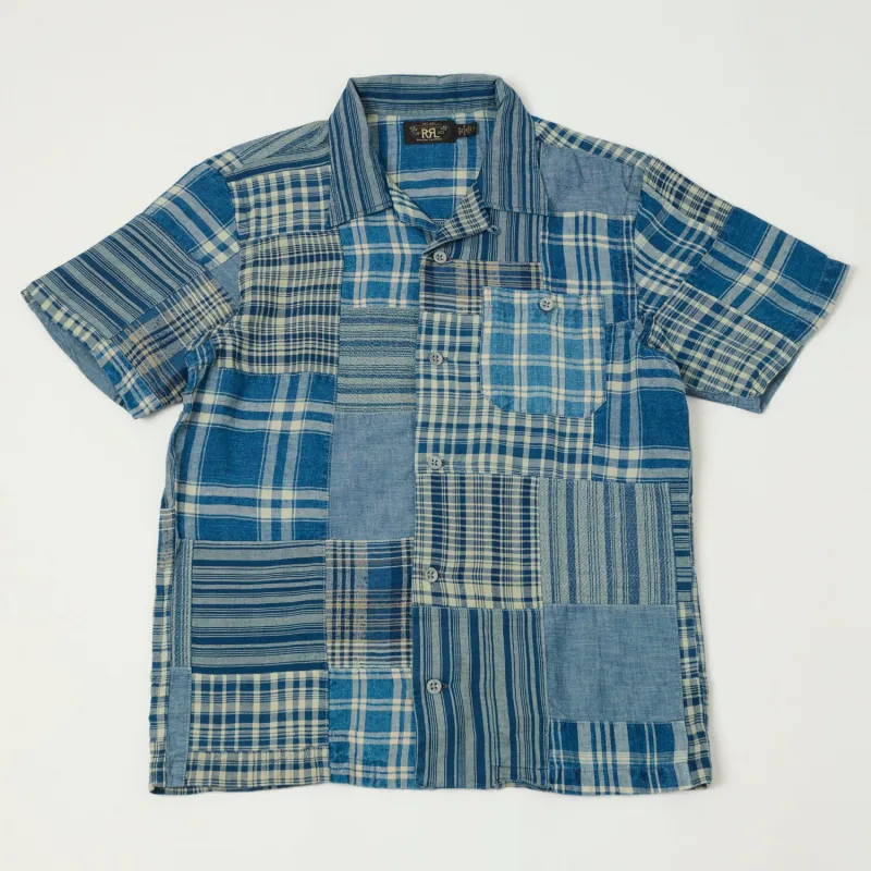 RRL Patchwork Camp Collar Shirt - Indigo sold by Son of a Stag