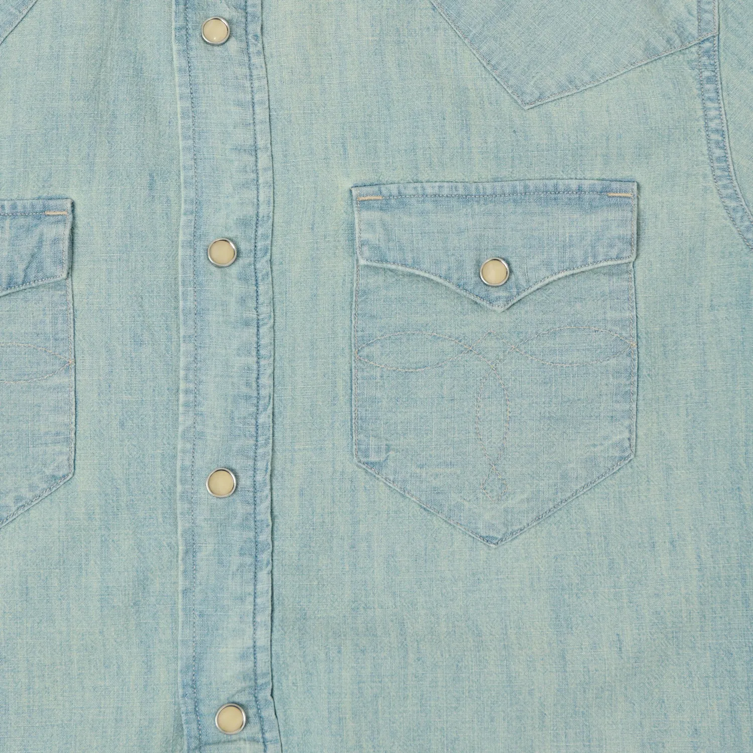 RRL Slim Fit Chambray Western Shirt - Davey Wash sold by Son of a Stag product image thumbnail 4