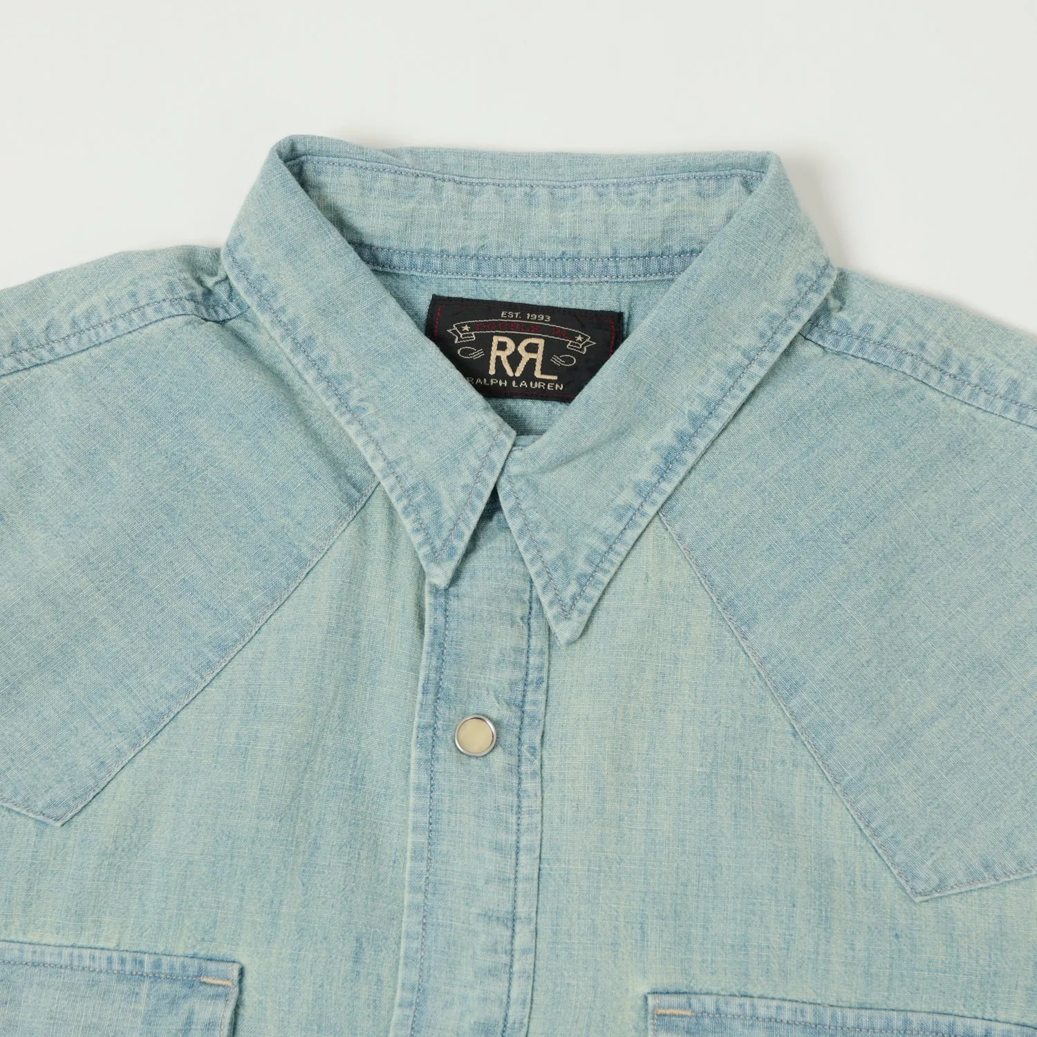 RRL Slim Fit Chambray Western Shirt - Davey Wash sold by Son of a Stag product image thumbnail 2